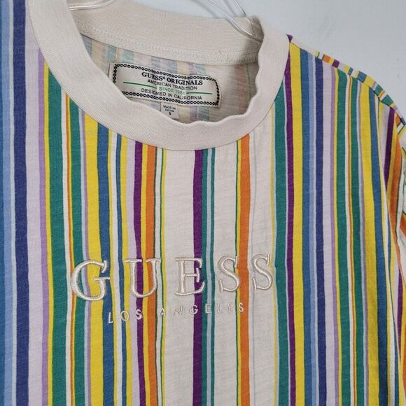 Guess Originals Riviera Striped T-Shirt Short Sleeve Retro Multicolor Size S - Picture 8 of 13